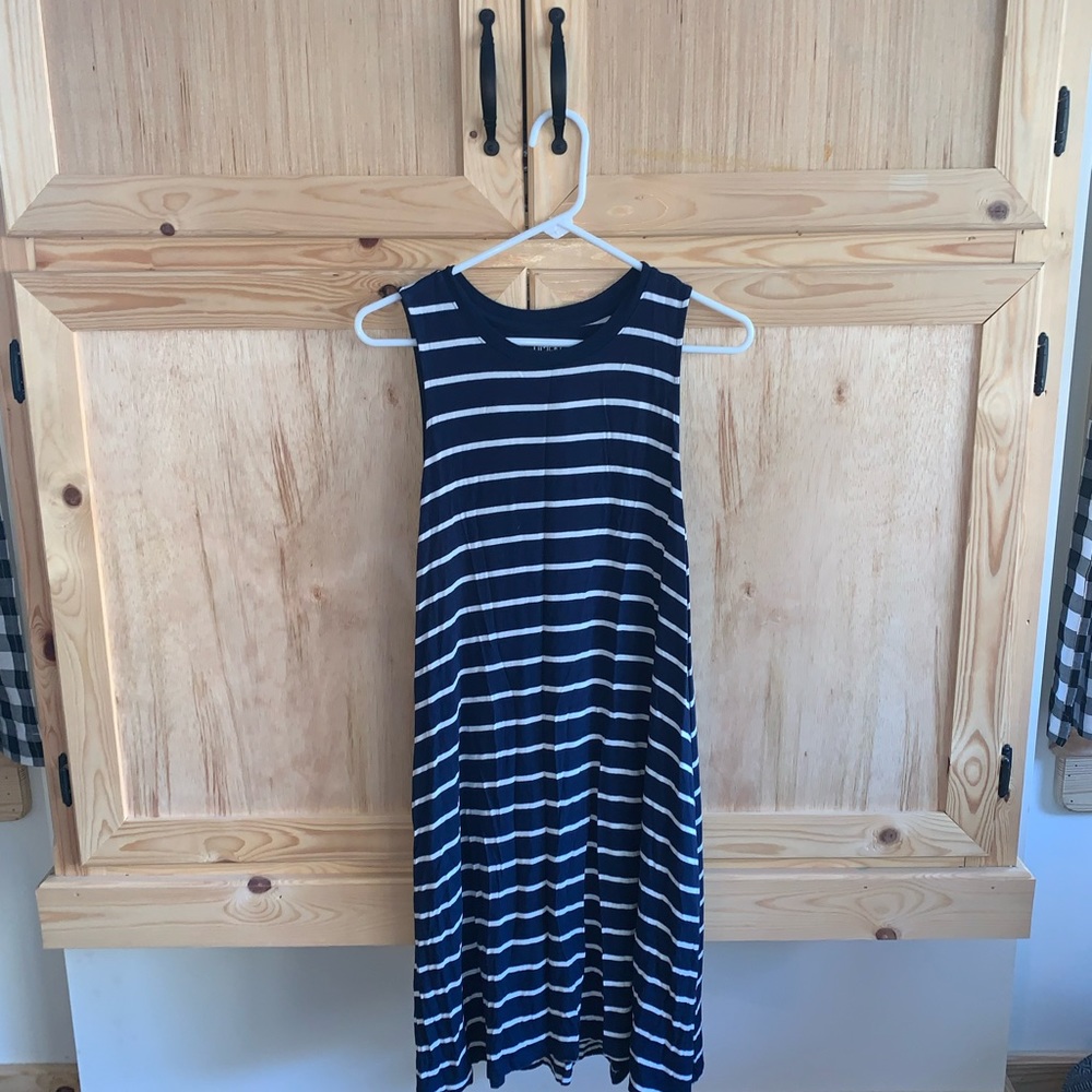Time & Tru navy blue striped modest dress size M 8/10